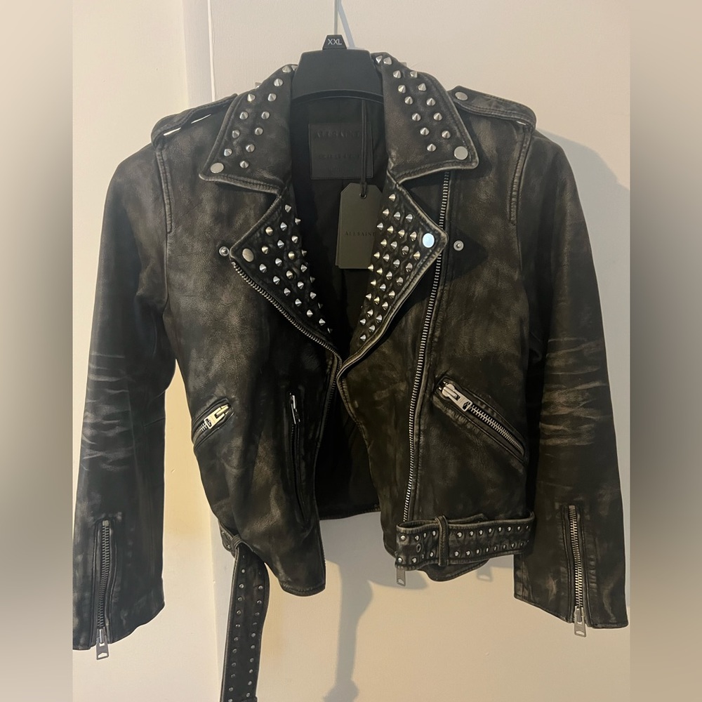 Balfern Leather Studded Biker Jacket. Brand New Never Worn.
